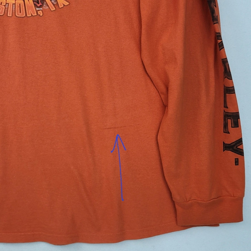 Harley Davidson Mens Long Sleeve Graphic T-Shirt Orange 3XL Bar Shield 2015 - Picture 11 of 16